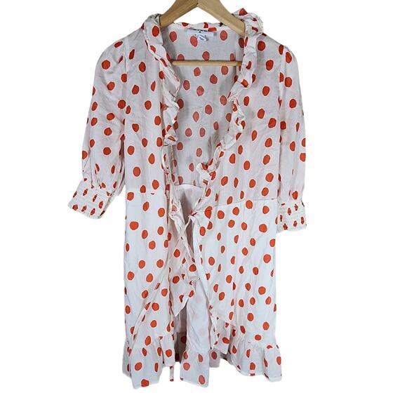 RIXO for Target White with Orange Polka Dot Above the Knee Wrap Dress SZ S - Picture 1 of 9